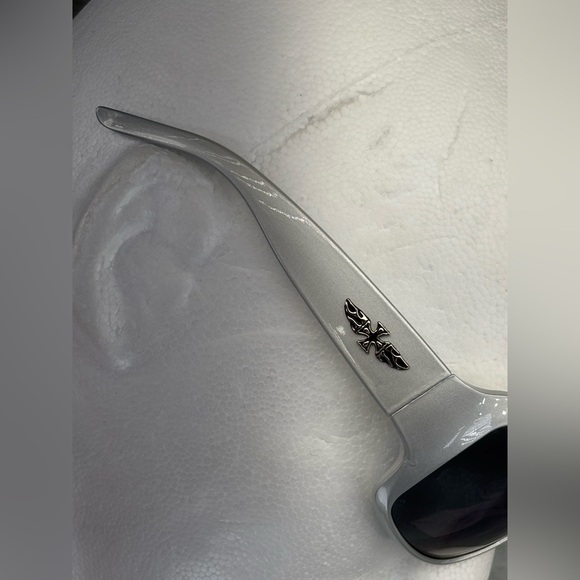 Biker Wrap Around Prism Mirrored Wrap Around Frame Sunglasses Flames Iron Cross - Picture 3 of 16